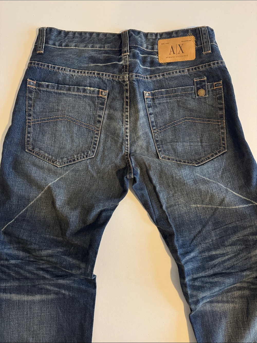 A/X Armani Exchange Men's Straight Leg Washed Indigo Jeans